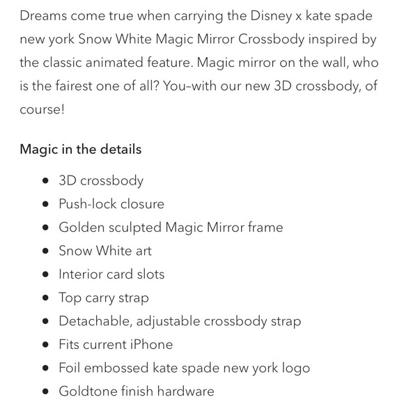 Kate Spade Snow White Magic Mirror Crossbody - Picture 15 of 16
